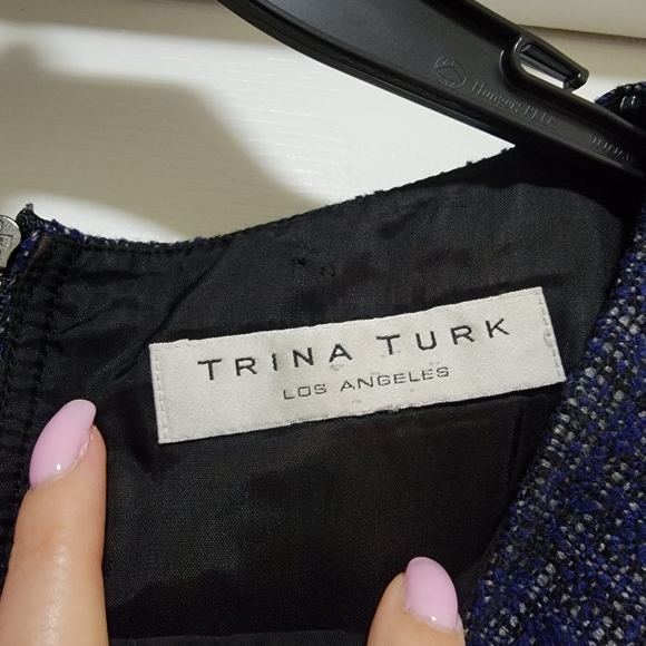 Trina Turk colorblock tweed navy black office work sheath dress sz 6 - Picture 7 of 12